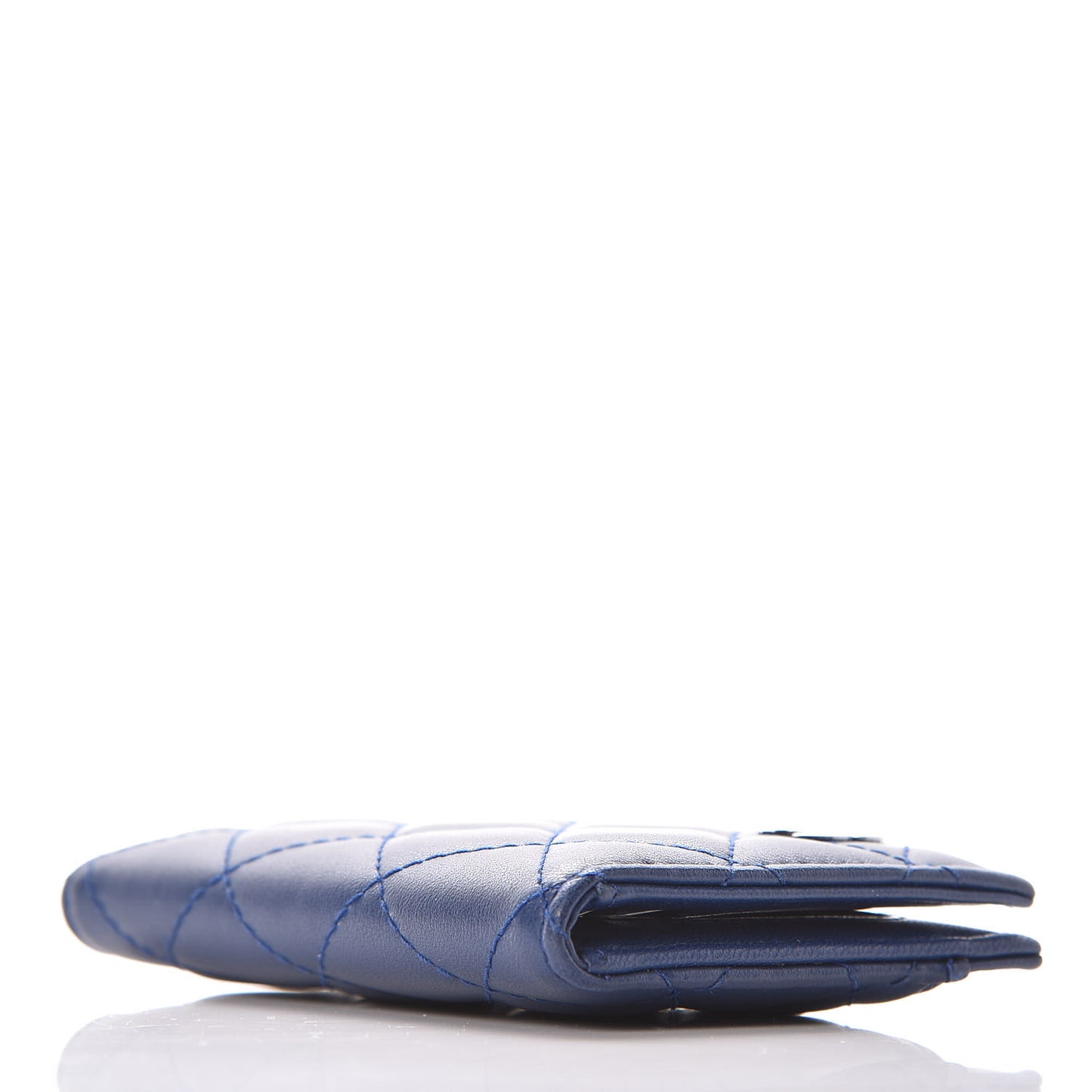 Lambskin Quilted Card Holder Wallet Blue