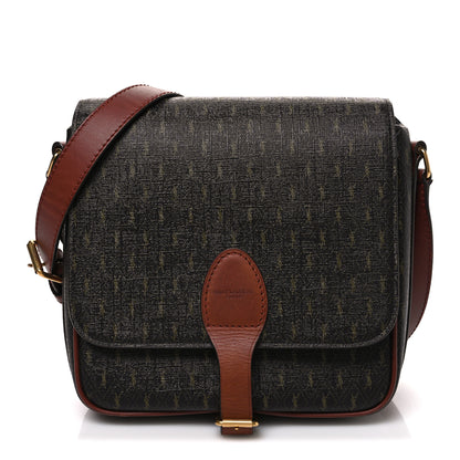 Saint Laurent Canvas Smooth Calfskin Le Monogramme Medium Buckle Satchel Chestnut 1 of 10