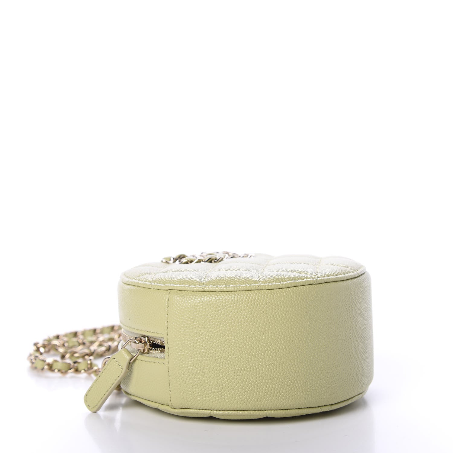 Chanel Caviar Quilted French New Wave Round Clutch With Chain Light Green 3 of 10