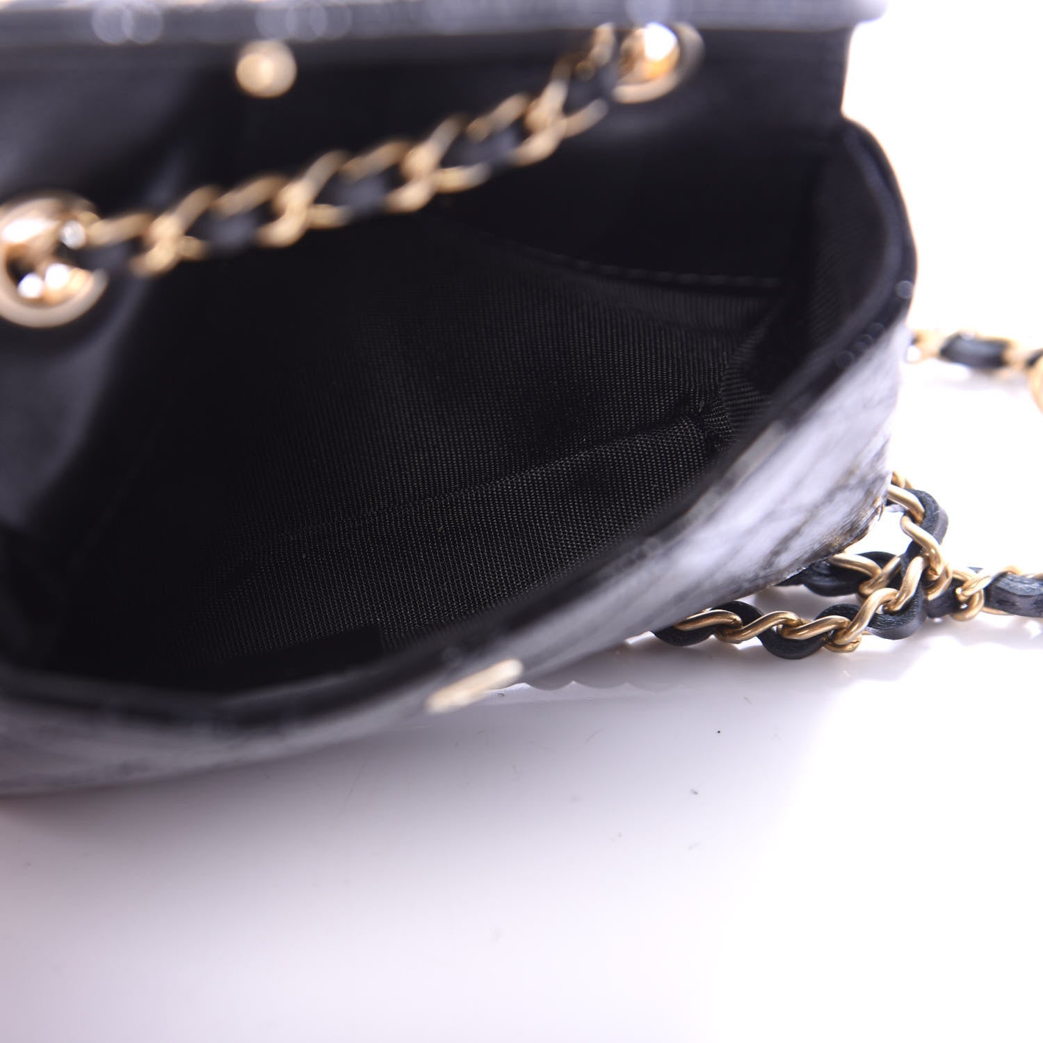 Chanel Shiny Aged Calfskin Quilted Waist Belt Bag Black 6 of 12