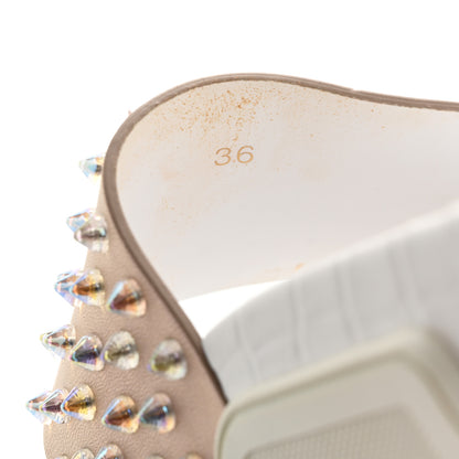 Christian Louboutin Calfskin Donna Studded Pool Fun Platform Flat Slide Sandals 36 Nude Clear 9 of 10
