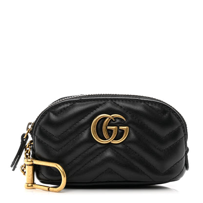 Gucci Calfskin Matelasse GG Marmont Key Pouch Black 1 of 8