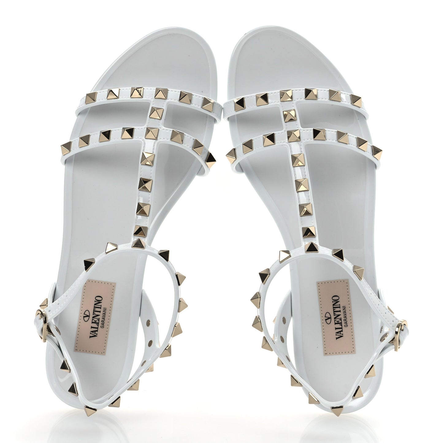 PVC Jelly Rockstud Caged Sandals 38 Optic White