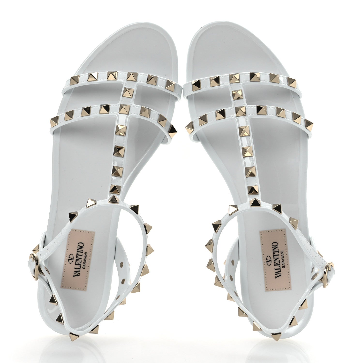 Valentino Garavani PVC Jelly Rockstud Caged Sandals 38 Optic White 2 of 12