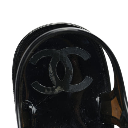 Chanel Jelly Camellia Thong Sandals 38 Black 7 of 7