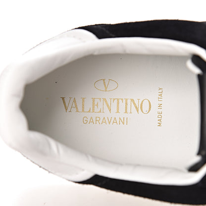 Valentino Garavani Suede Calfskin Mens Rockstud Flycrew Sneakers 43 Black White 9 of 10