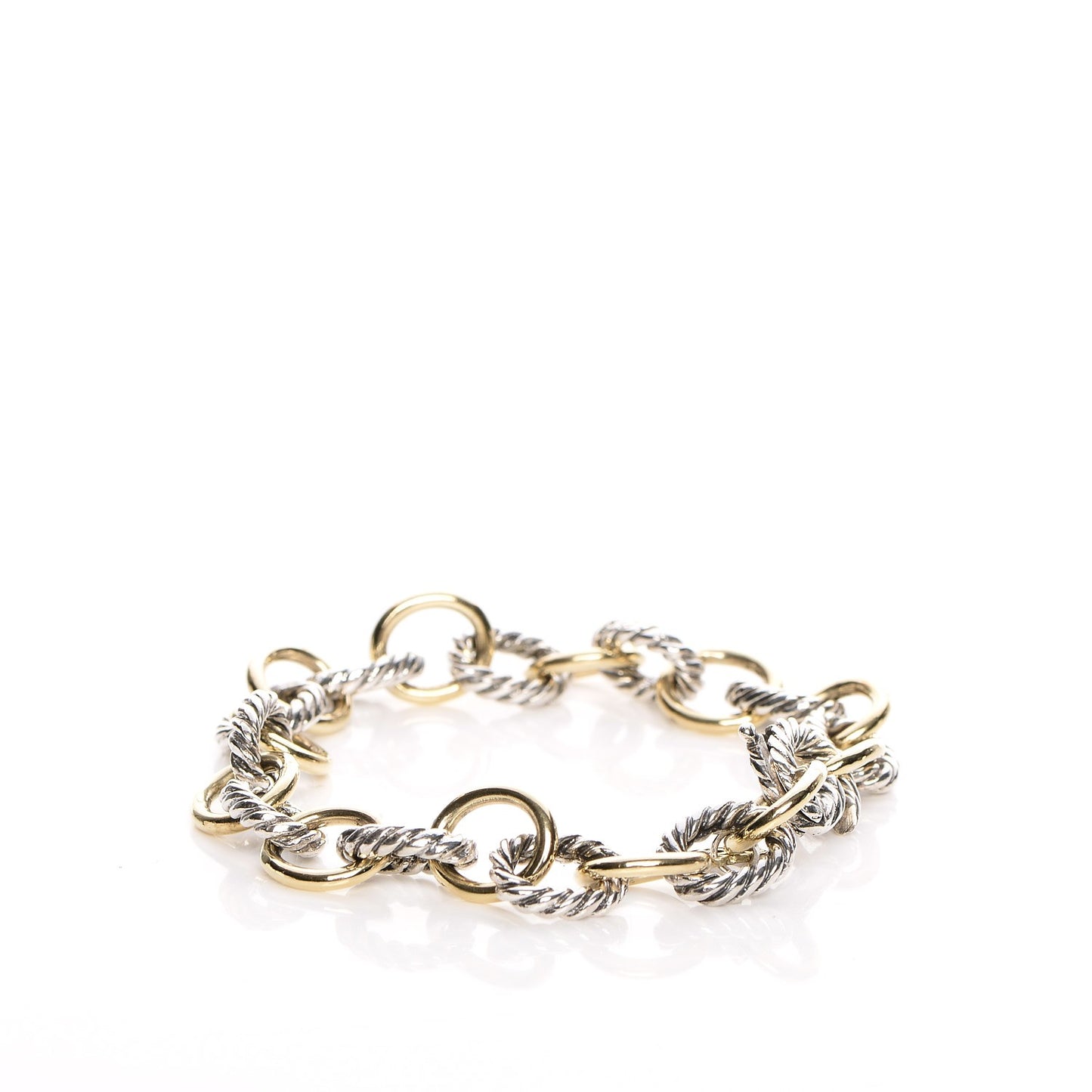 Sterling Silver 18K Yellow Gold 10mm Medium Oval Link Bracelet