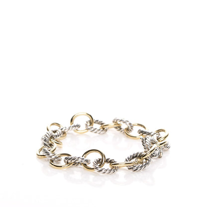 David Yurman Sterling Silver 18K Yellow Gold 10mm Medium Oval Link Bracelet 3 of 6
