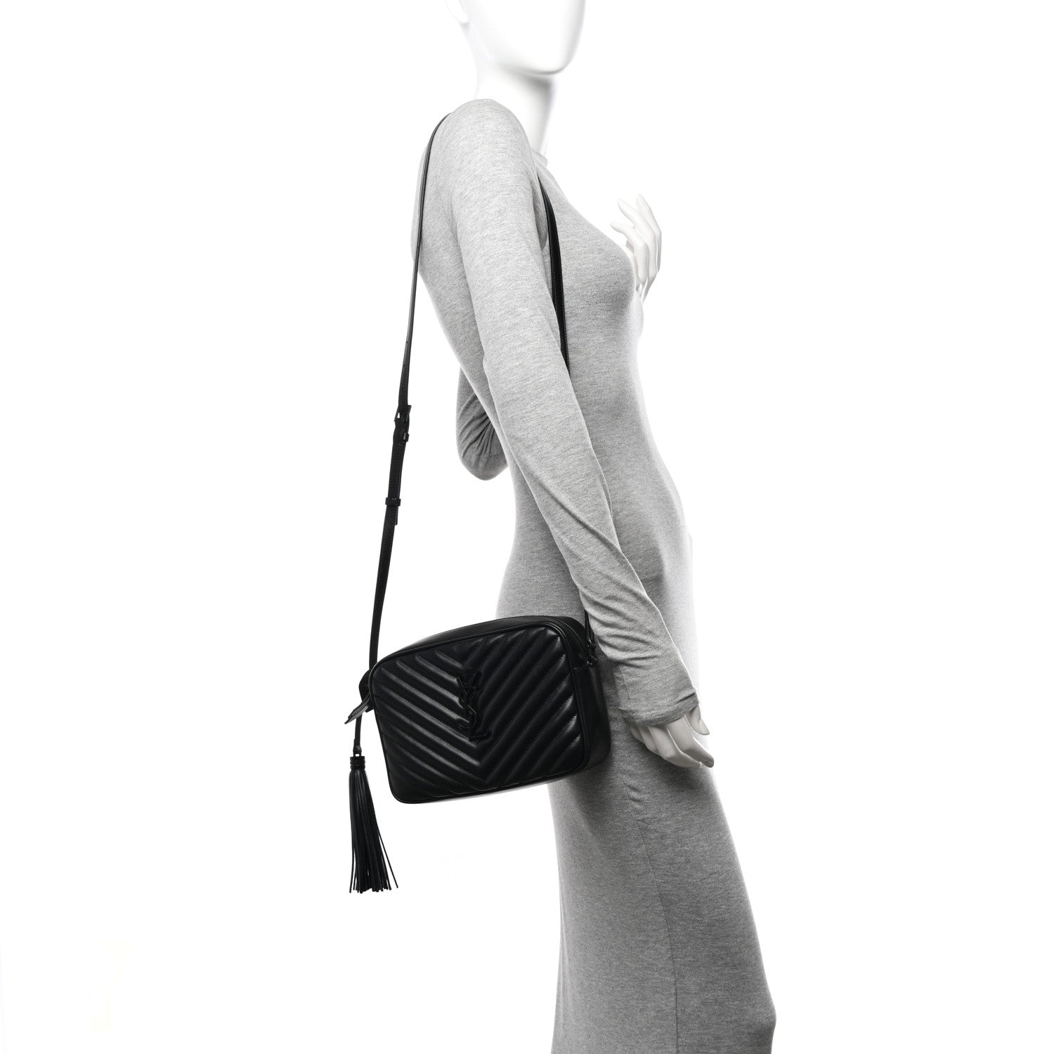 Saint Laurent Calfskin Matelasse Monogram Monochrome Lou Camera Bag Black 2 of 10
