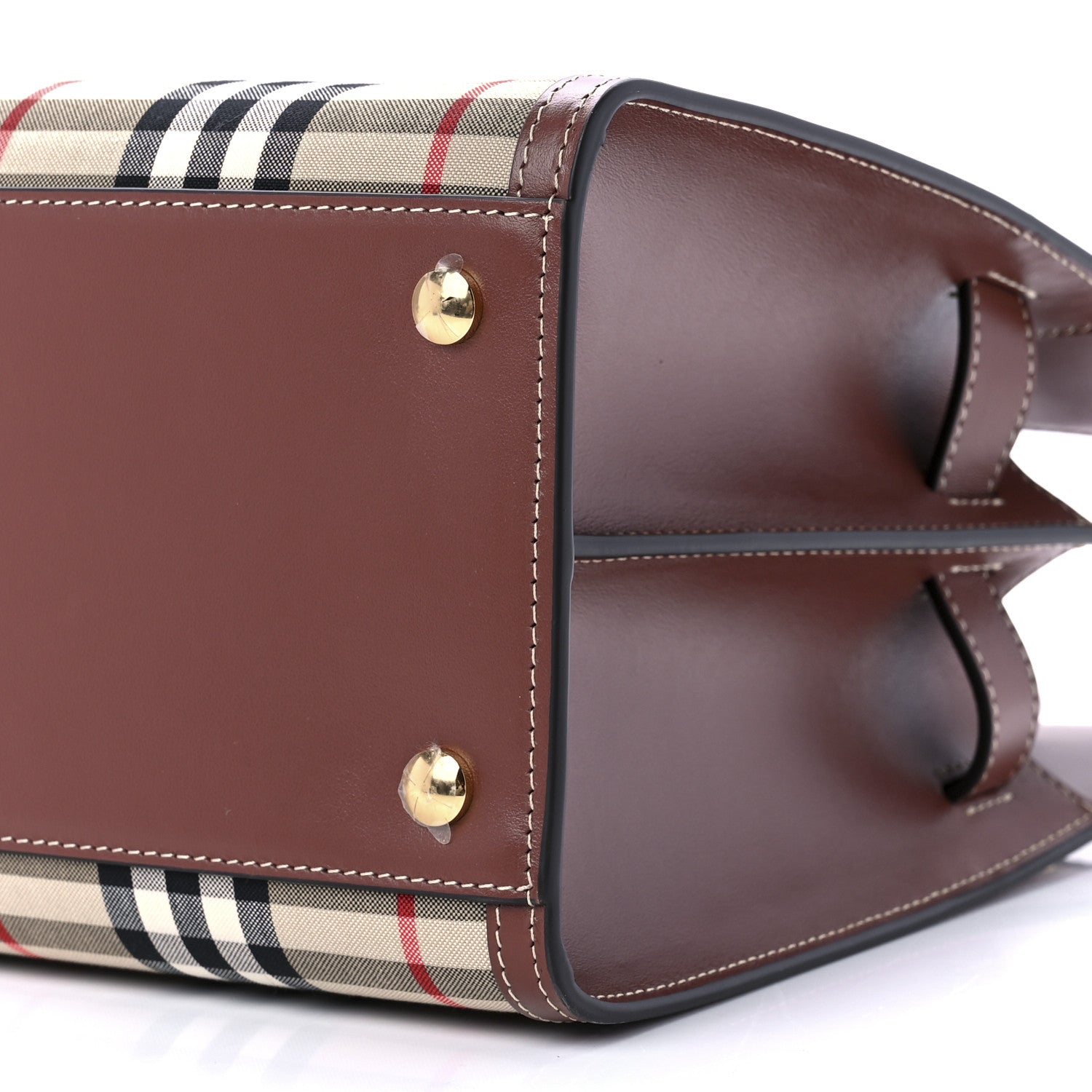 Burberry Calfskin Vintage Check Two Handle Title Bag Archive Beige 10 of 10