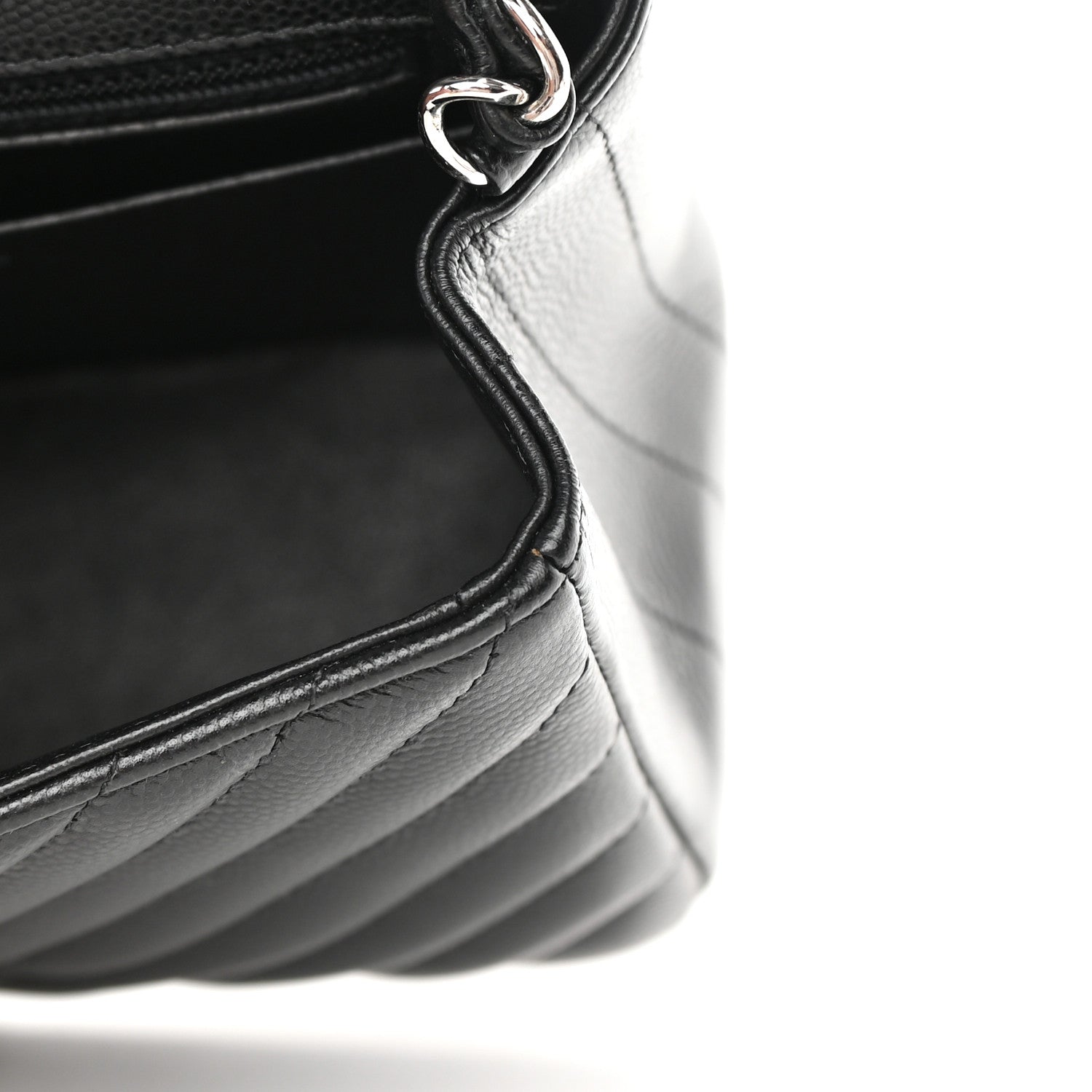 Chanel Caviar Chevron Quilted Mini Square Flap Black 12 of 13