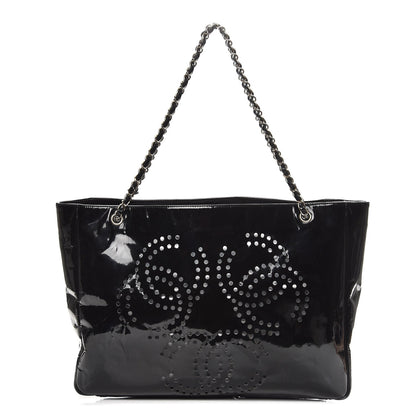 Chanel Patent Perforated CC Shopping Tote Black 1 of 8