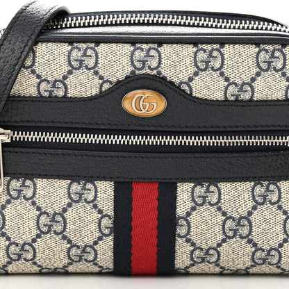 Gucci GG Supreme Monogram Textured Dollar Calfskin Web Mini Ophidia Shoulder Bag Beige Blue 8 of 11