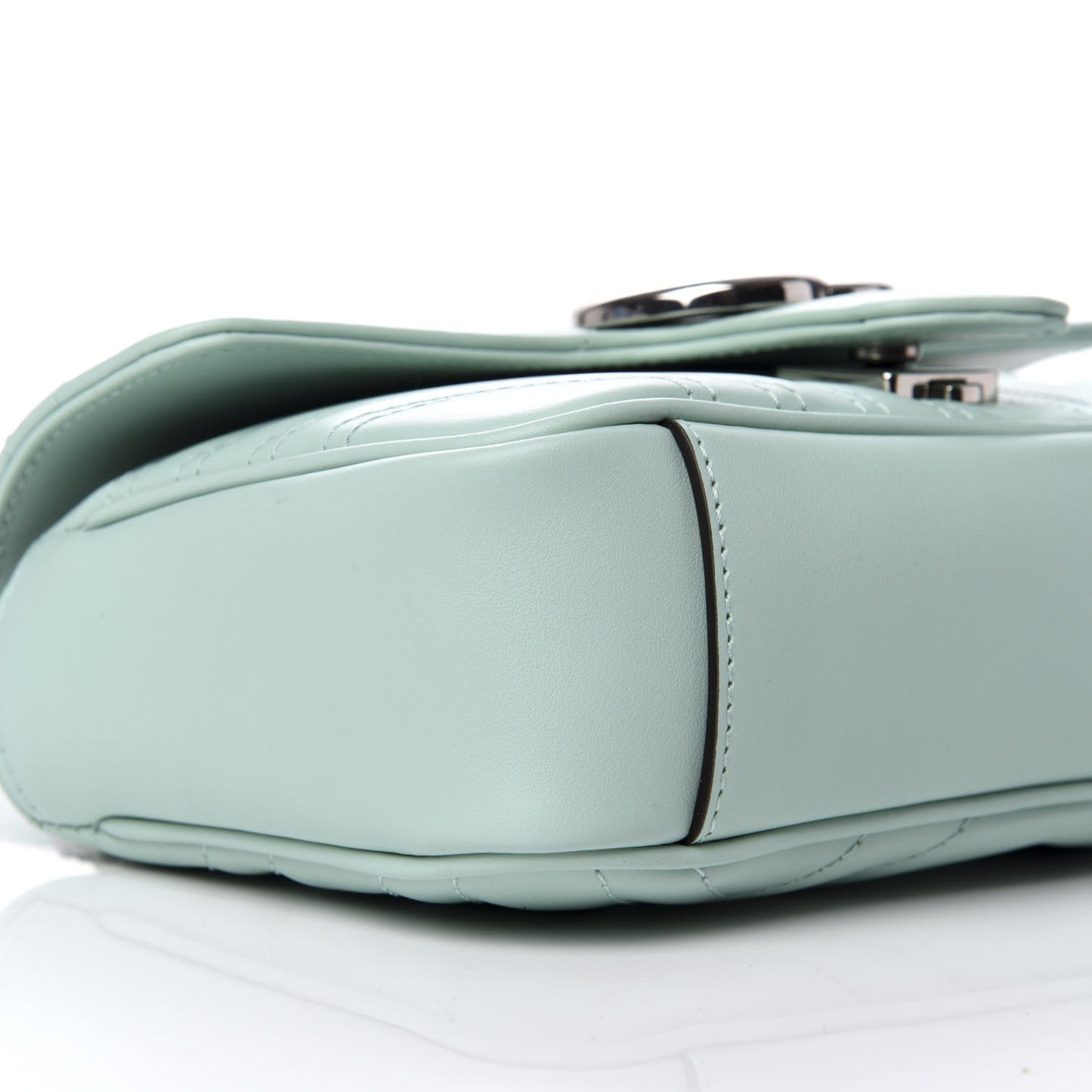 Calfskin Matelasse Mini GG Marmont Shoulder Bag Water Green