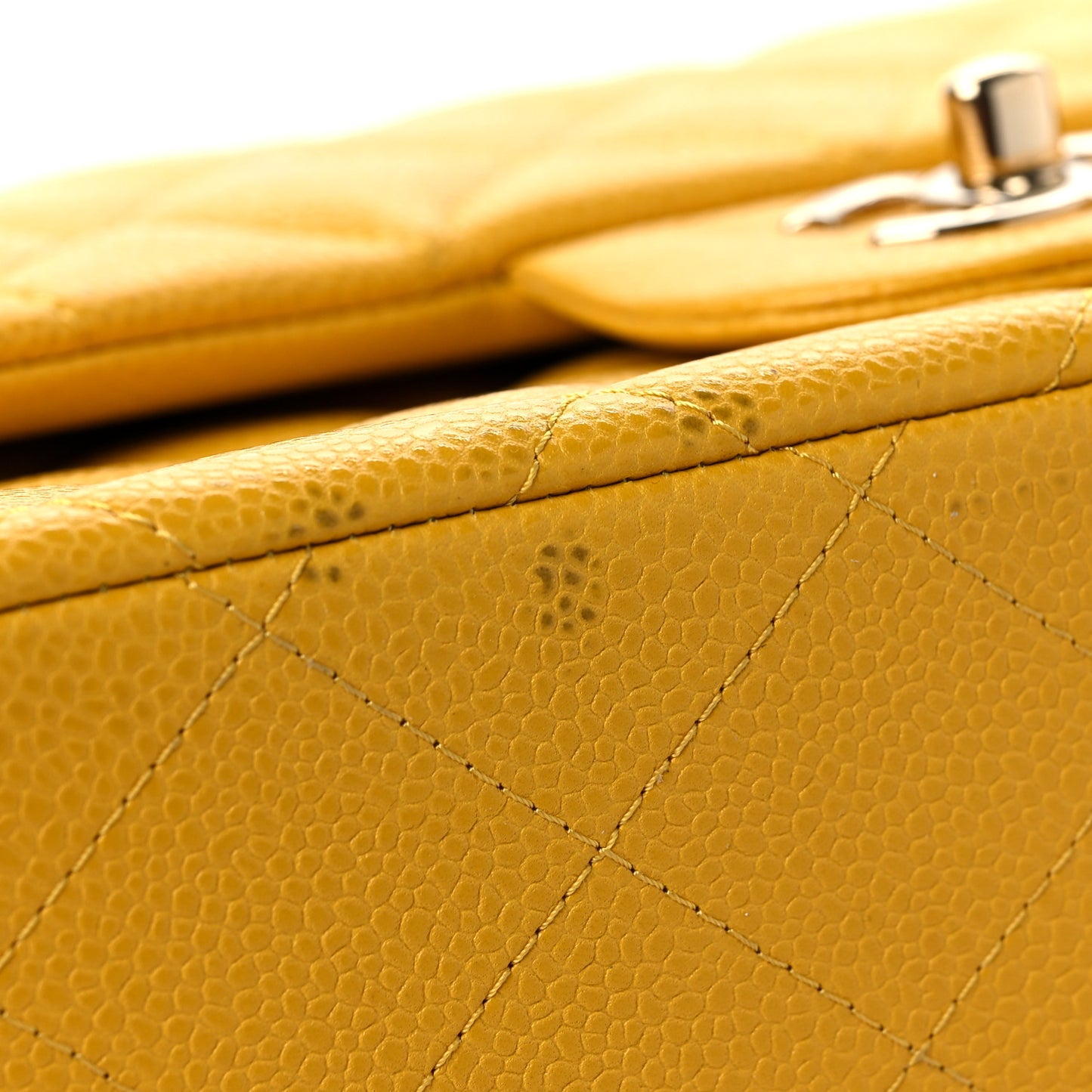 Caviar Quilted Jumbo Double Flap Yellow