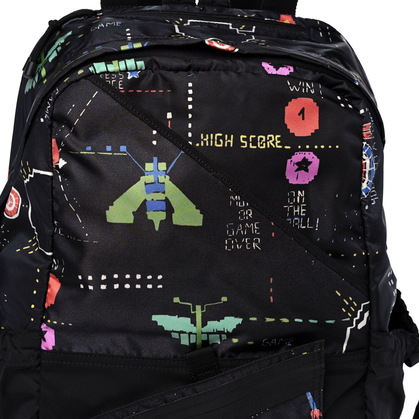 Nylon Game Print Backpack Black