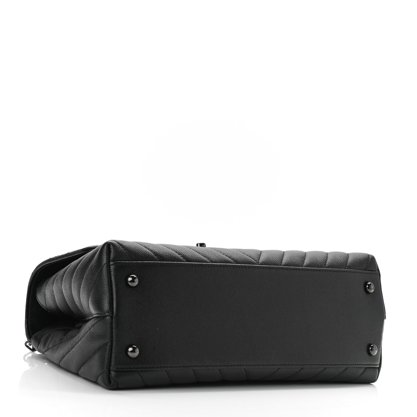 Caviar Chevron Quilted Small Coco Handle Flap So Black