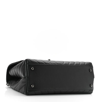 Chanel Caviar Chevron Quilted Small Coco Handle Flap So Black 4 of 10