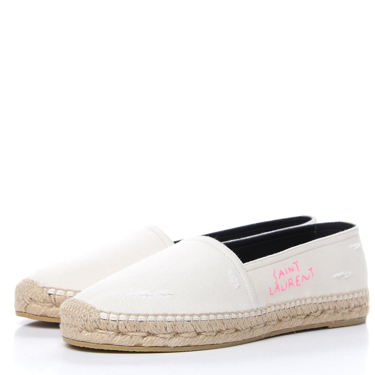 Saint Laurent Canvas Elba Logo Embroidered Espadrilles 39 Panna 3 of 10