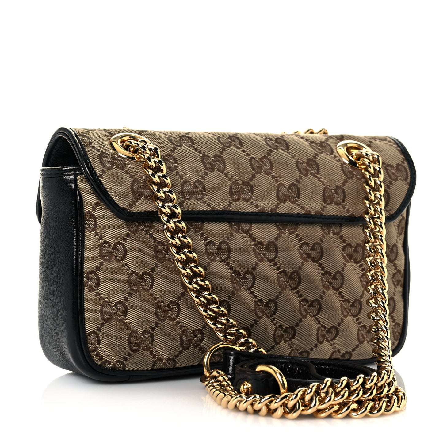 Monogram Matelasse Diagonal Mini GG Marmont Shoulder Bag Beige Black