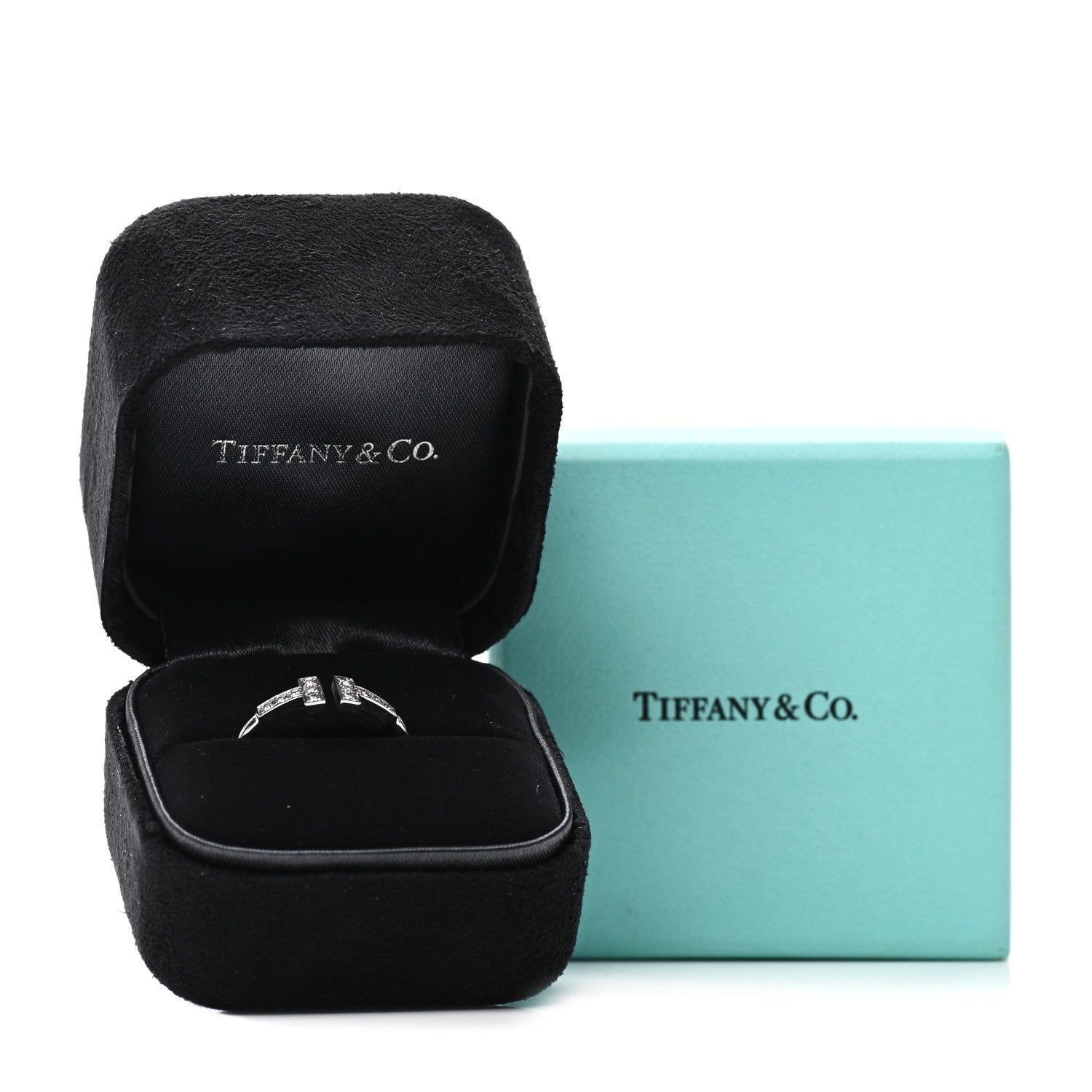 Tiffany 18K White Gold Diamond T Wire Ring 56 7.5 5 of 5