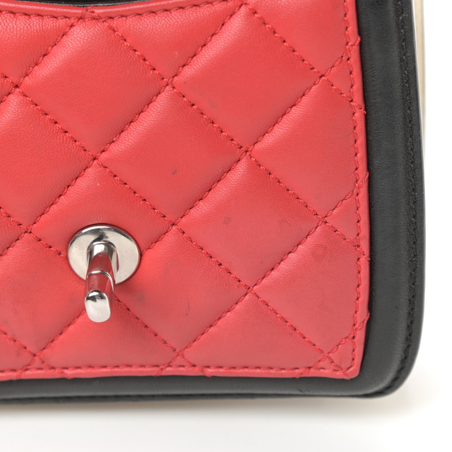 Lambskin Quilted Mini Graphic Flap Bag Red Black White
