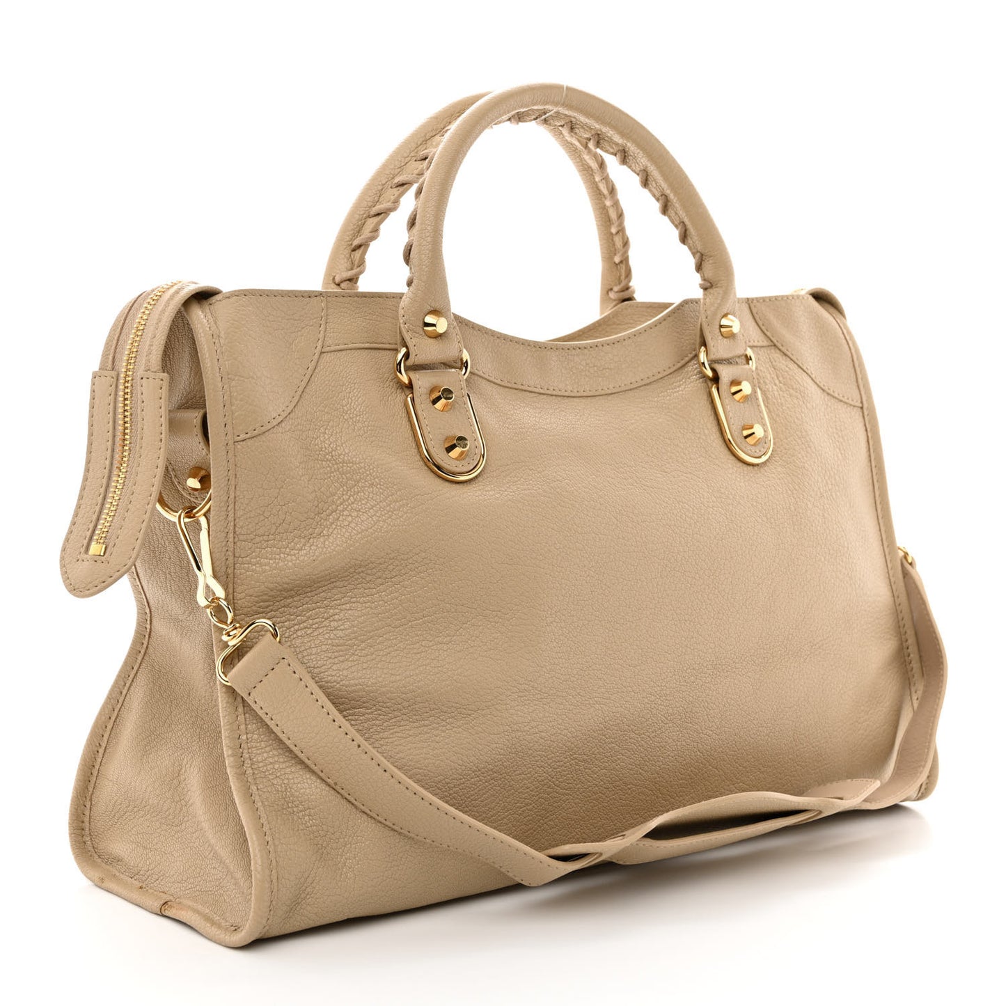 Shiny Goatskin Gold Metallic Edge Hardware City Beige Sahara