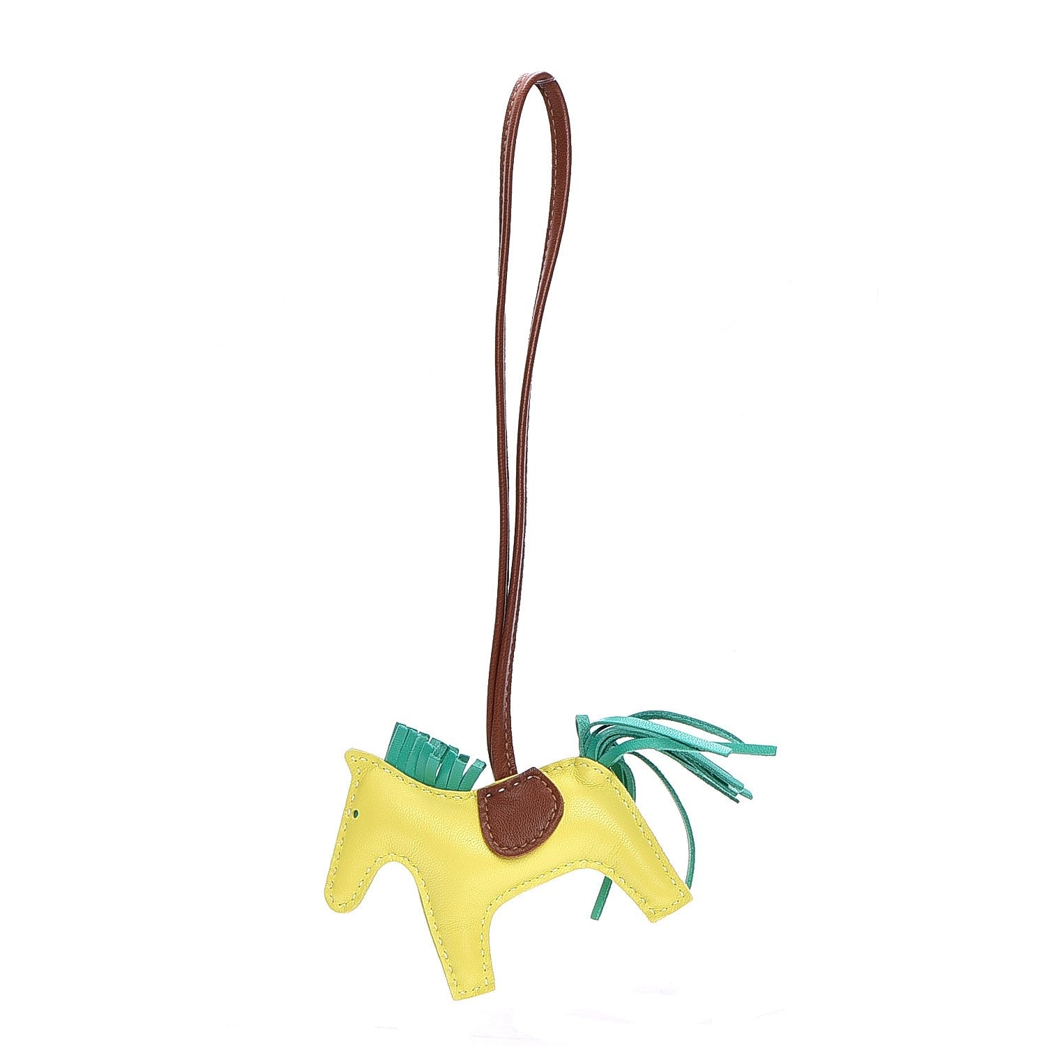 Hermes Milo Lambskin Grigri Rodeo Horse Bag Charm PM Lime Menthe Fauve 1 of 3