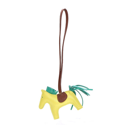 Hermes Milo Lambskin Grigri Rodeo Horse Bag Charm PM Lime Menthe Fauve 1 of 3