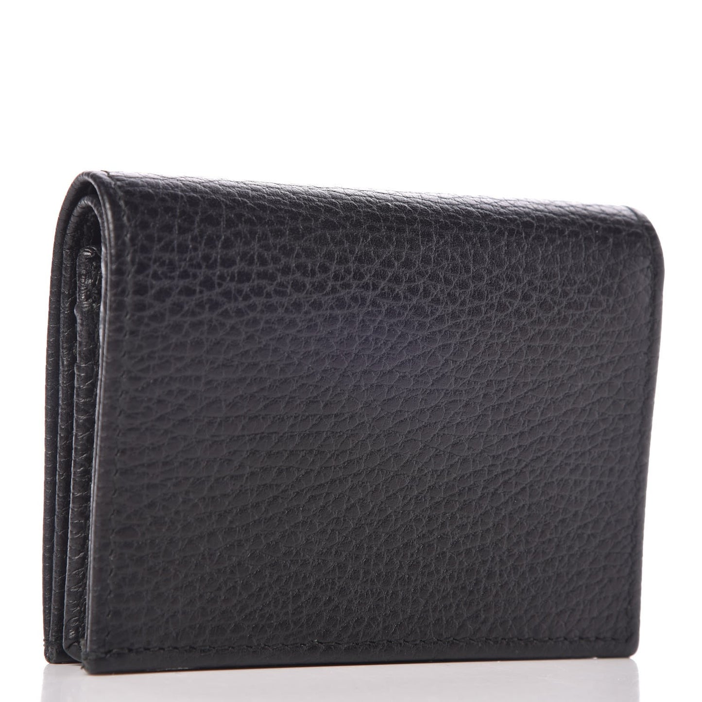 Pebbled Calfskin Butterfly Card Case Black