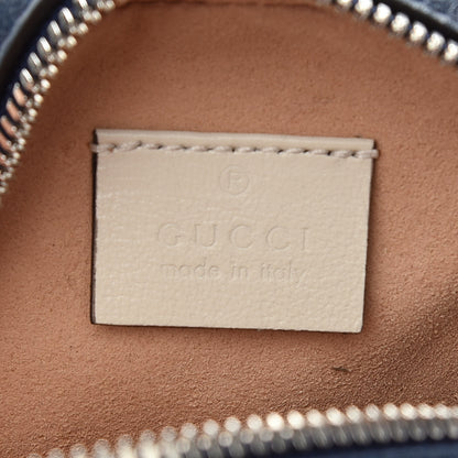 Gucci Azalea Calfskin Matelasse Diagonal Mini Torchon GG Marmont Round Shoulder Bag Blue Agata Mystic White 6 of 9
