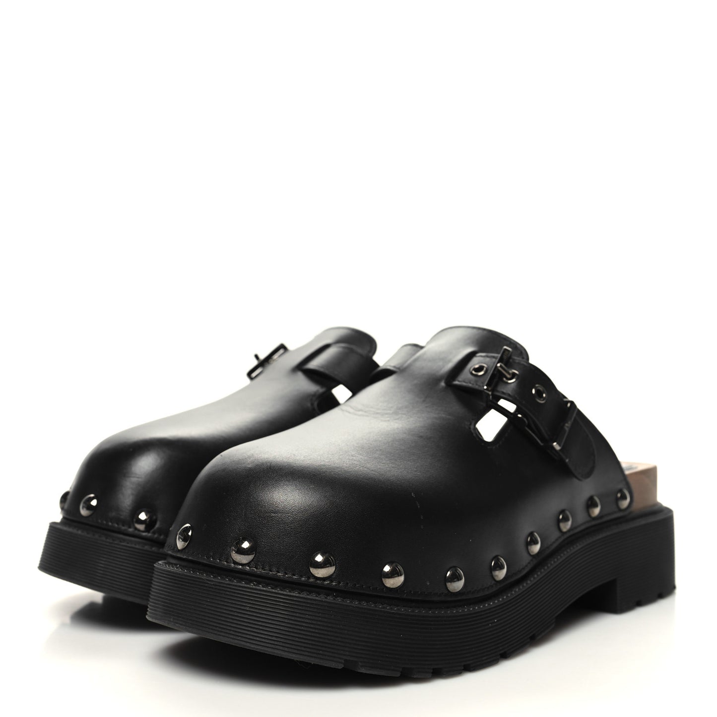 Calfskin Diorquake Buckled Lug Sole 15mm Clogs 39 Black