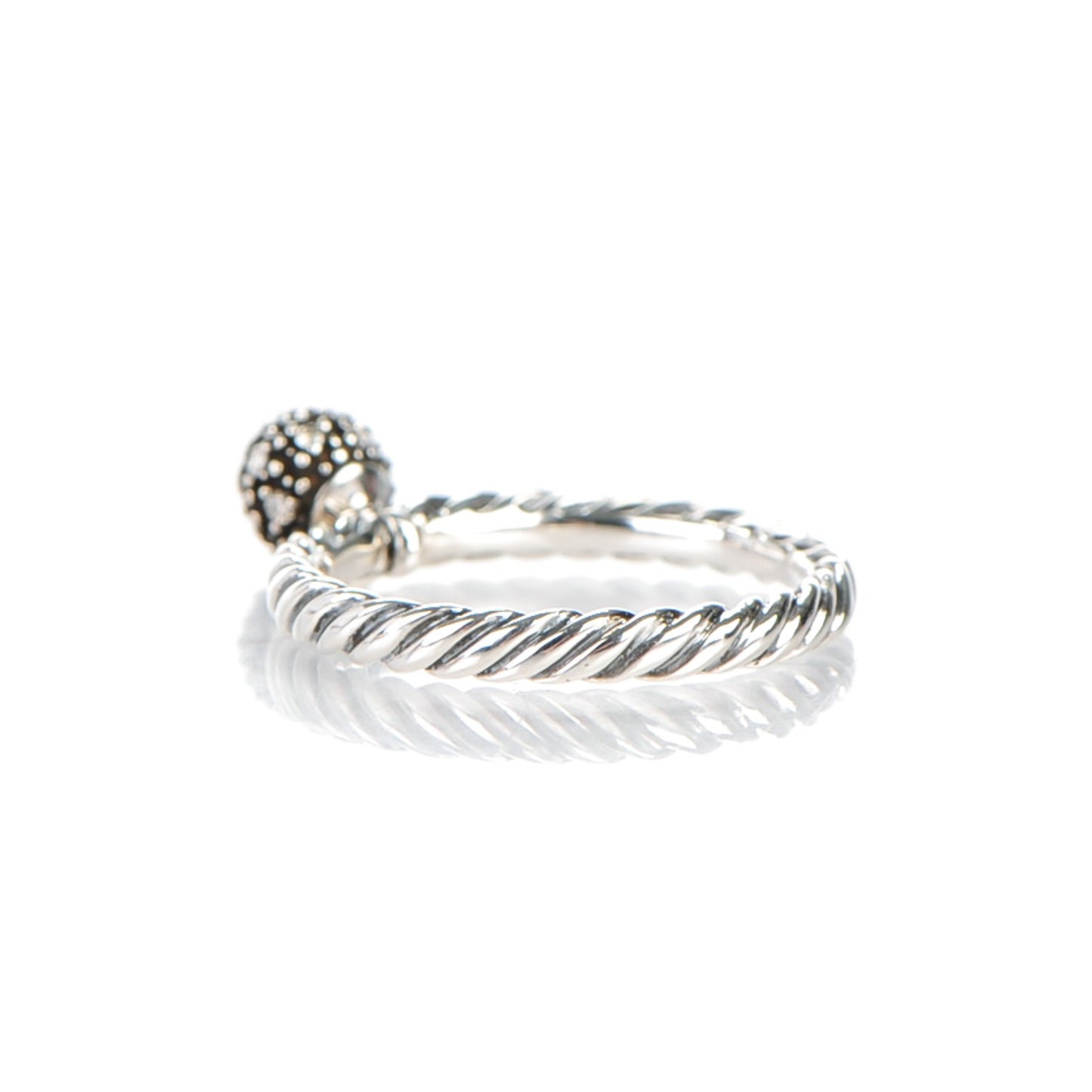 Sterling Silver Pave Diamond 6mm Element Ball Ring 50 5.5