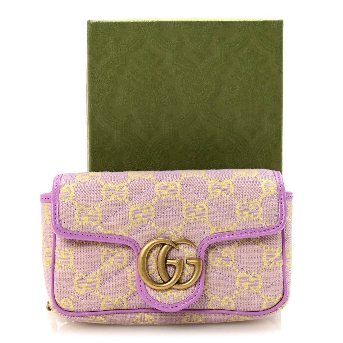 Monogram Super Mini GG Marmont Shoulder Bag Lilac Yellow