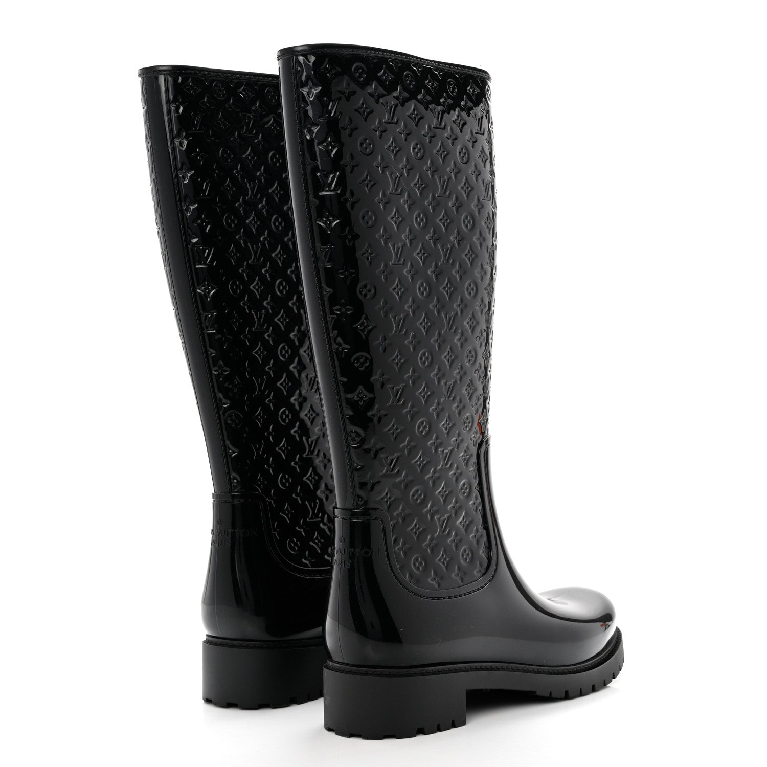 Louis Vuitton Rubber Embossed Monogram Splash Rain Boots 41 Black 4 of 7