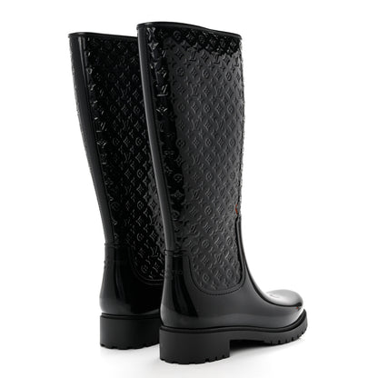 Louis Vuitton Rubber Embossed Monogram Splash Rain Boots 41 Black 4 of 7