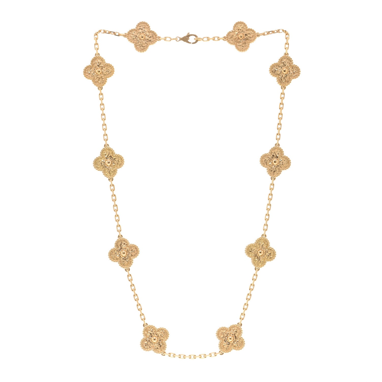 Van Cleef & Arpels 18K Yellow Gold 10 Motifs Vintage Alhambra Necklace 3 of 5