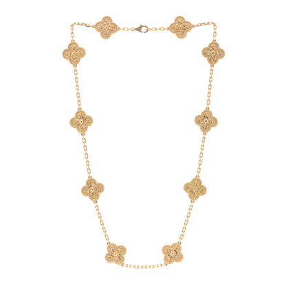 Van Cleef & Arpels 18K Yellow Gold 10 Motifs Vintage Alhambra Necklace 3 of 5