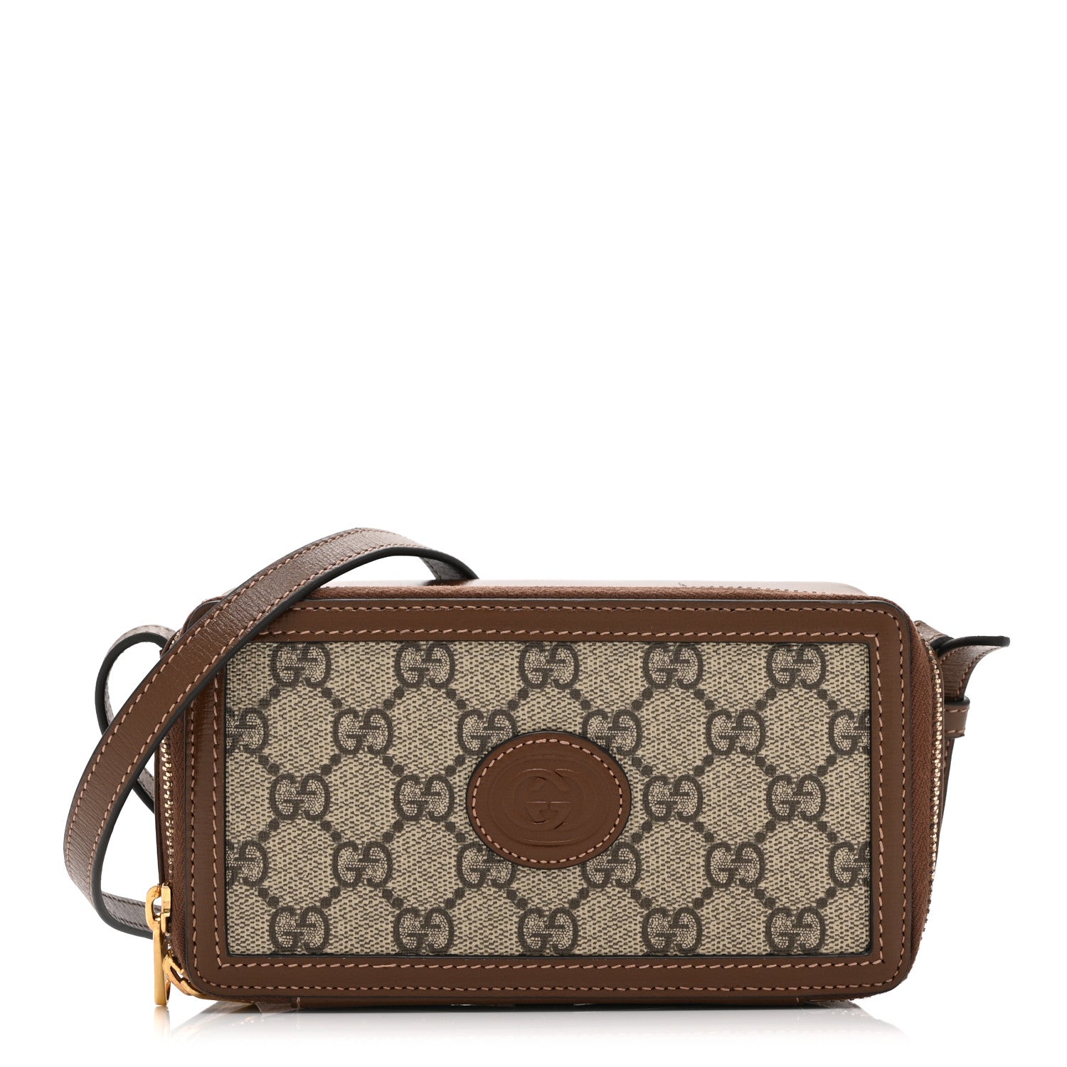 Gucci GG Supreme Monogram Azalea Calfskin Mini Retro Interlocking G Mini Shoulder Bag Beige Ebony Brown Sugar 2 of 20