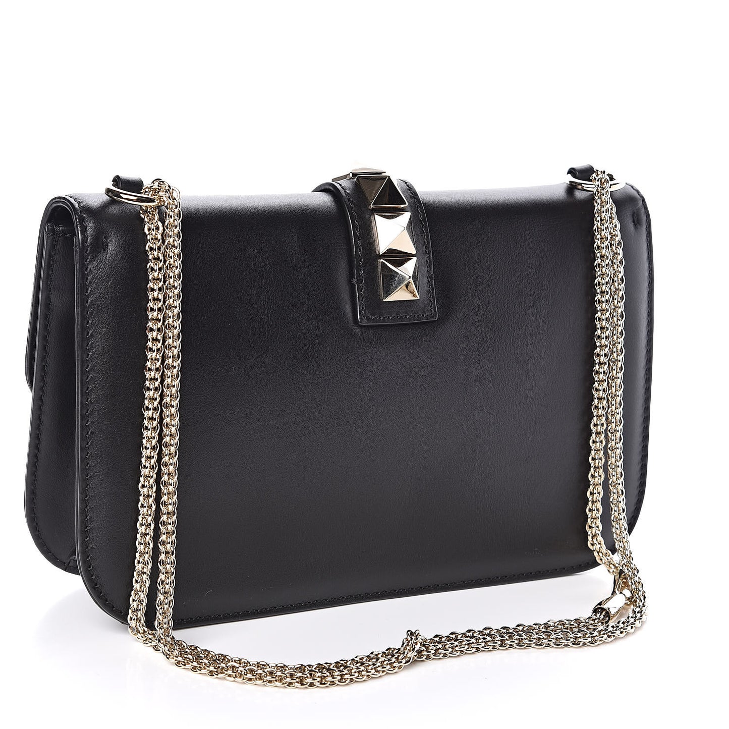 Vitello Medium Glam Lock Rockstud Flap Black