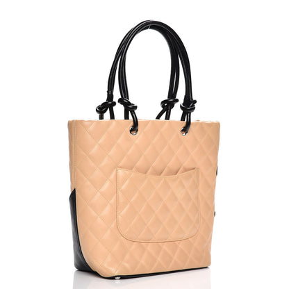 Chanel Calfskin Quilted Medium Cambon Tote Beige Black 3 of 7