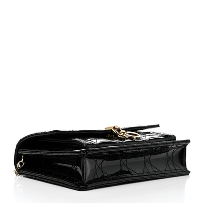 Christian Dior Patent Cannage Lady Dior Chain Pouch Black 4 of 9