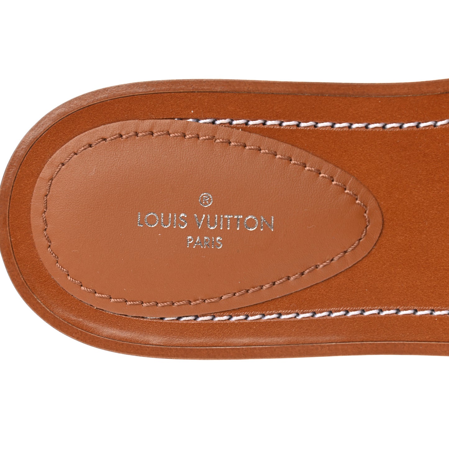 Raffia Calfskin Monogram Lock It Flat Mules 38 Cognac Brown