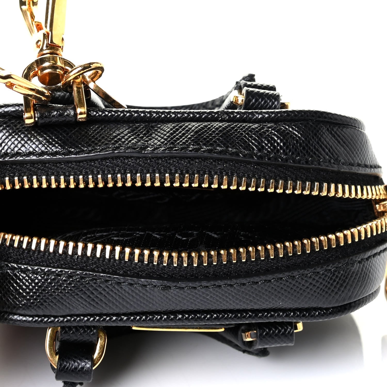 Prada Saffiano Lux Mini Top Handle Key Pouch Black 4 of 5