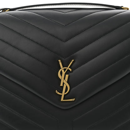Saint Laurent Calfskin Y Quilted Monogram Large Loulou Chain Satchel Black 8 of 10