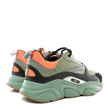 Christian Dior Technical Mesh Calfskin Mens B22 Sneakers 41 Olive Green Orange Black 4 of 9