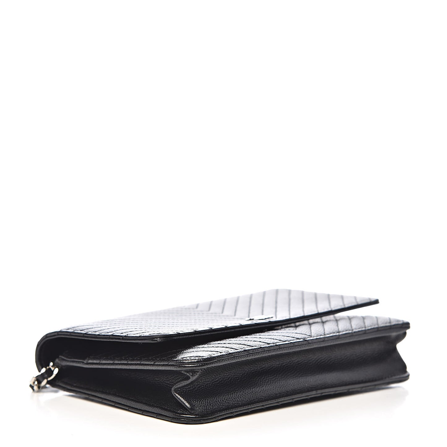 Caviar Chevron Quilted Wallet On Chain WOC Black