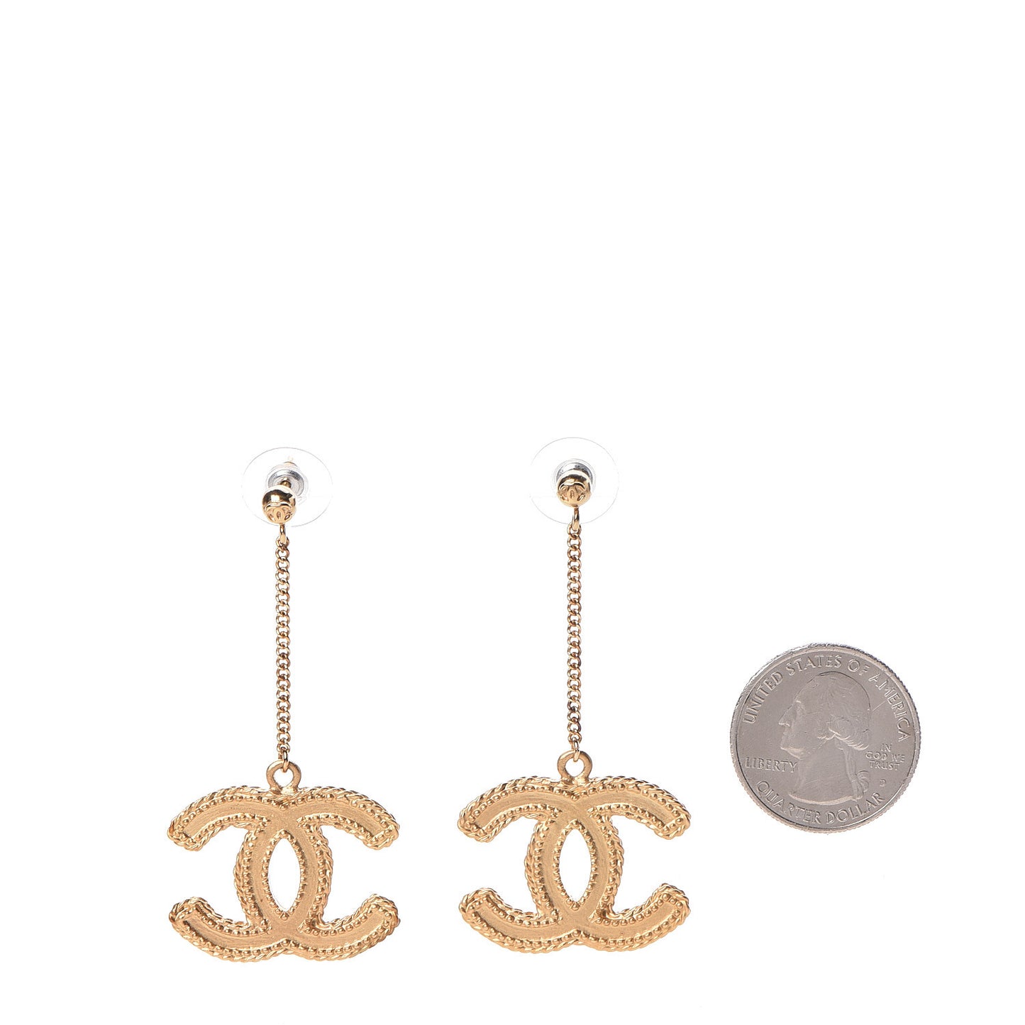 CC Drop Earrings Matte Gold