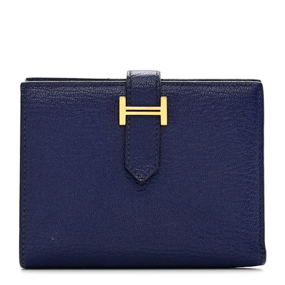 Hermes Chevre Mysore Bearn Compact Wallet Bleu Encre 1 of 9
