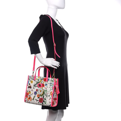 Gucci Canvas Medium Flora Tote Fuchsia 2 of 11